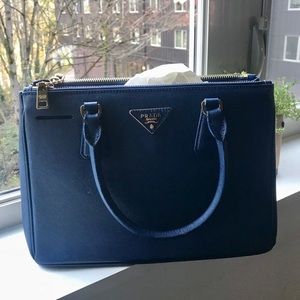 PRADA Saffiano Lux Leather Galleria Bag Royal Blue